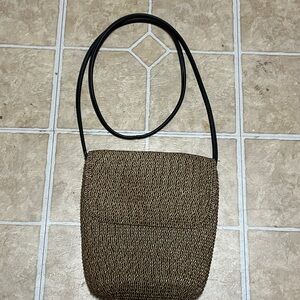 Talbots Tan and Black Woven Shoulder Bag